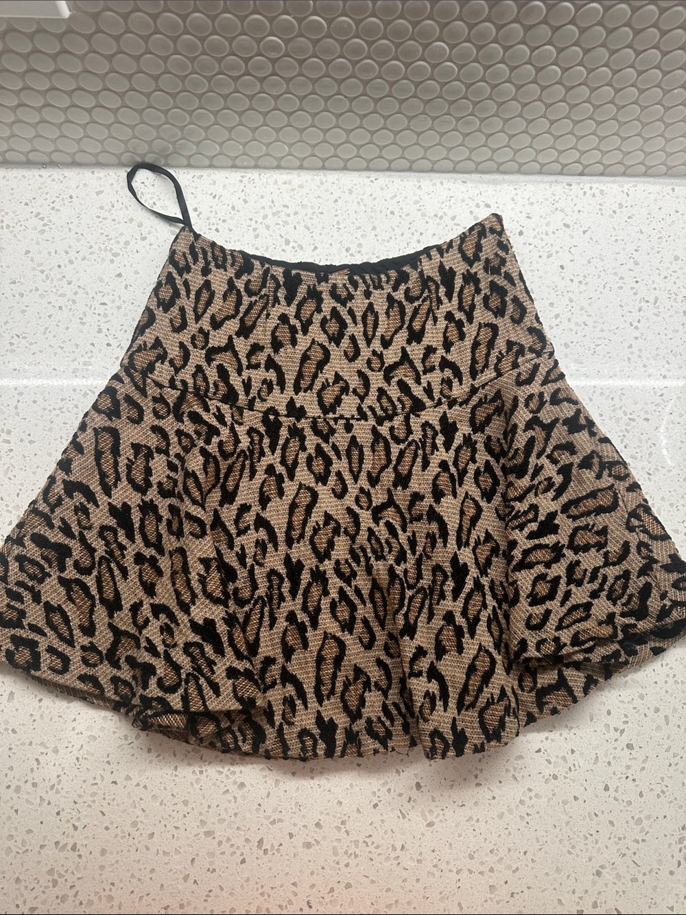 Free People Leopard Print Chenille Mini Skater Skirt.